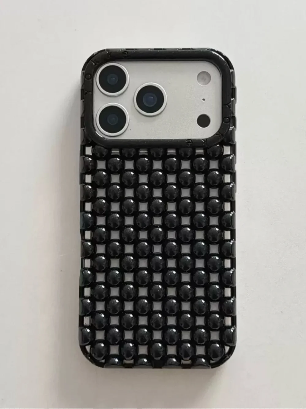 Luxury Black Bubble Bead iPhone 16 Case